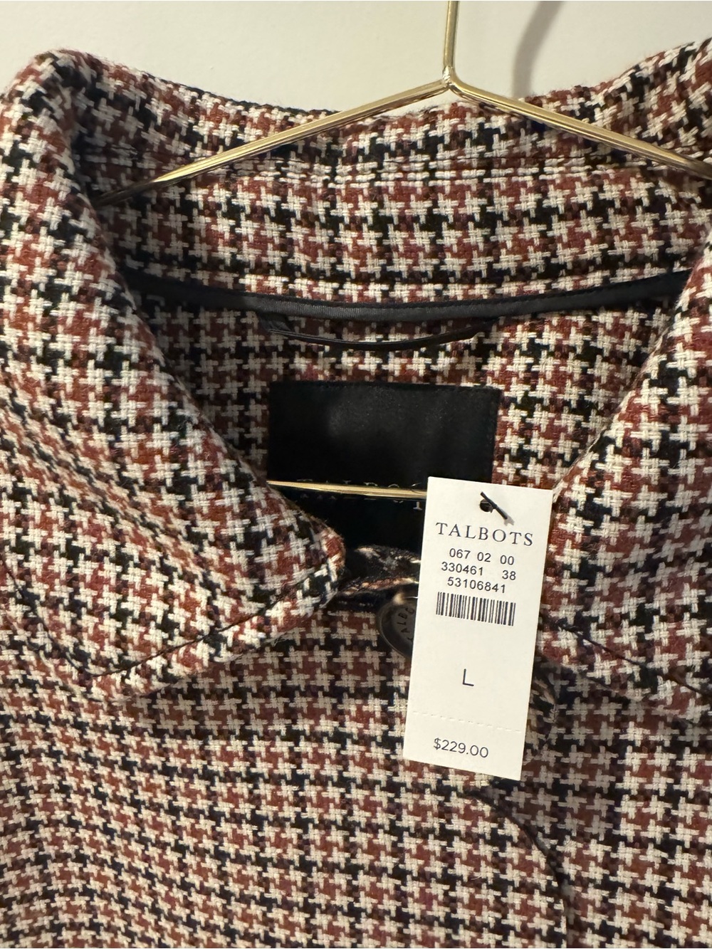 Talbots Scalloped Houndstooth Cape - Cream & Black - Picture 7 of 9